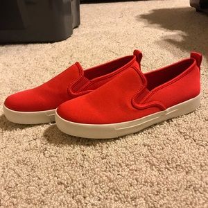 Red slip on shoes